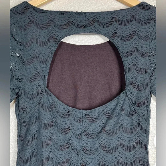 Free People FP Green Scalloped Lace back cutout mini Dress Women's Size Small - Picture 13 of 13